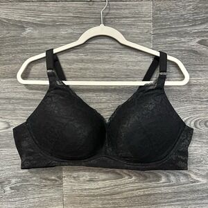 Torrid Curve 48B Black Lace Padded Plunge Bra Wireless Back Smoothing
